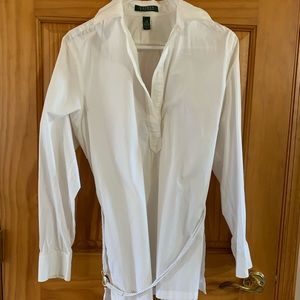 Lauren by Ralph Lauren white tunic with belt GUC